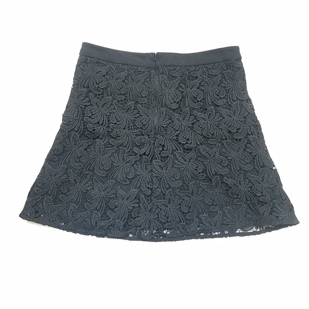 LOFT Black Brocade Lace Lined Skirt Small - Picture 2 of 4